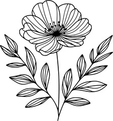 This is an illustration of flowers in a simple and modern line art style.