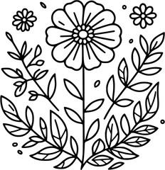 This is an illustration of flowers in a simple and modern line art style.