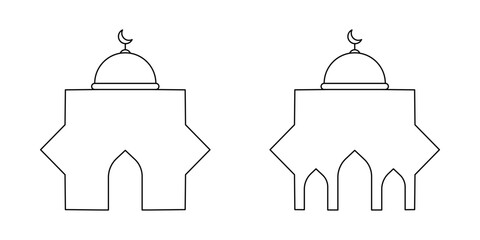 Mosque Icon Set. Mosque Vector Icon in line style design. Mosque Symbol. Vector illustration.