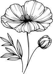 Fototapeta premium This is an illustration of flowers in a simple and modern line art style.