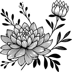 This is an illustration of flowers in a simple and modern line art style.