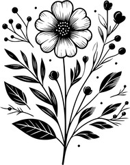This is an illustration of flowers in a simple and modern line art style.