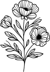 This is an illustration of flowers in a simple and modern line art style.