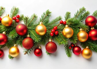 AI panorama of a Christmas garland and fir branches.