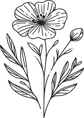 This is an illustration of flowers in a simple and modern line art style.