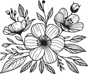 This is an illustration of flowers in a simple and modern line art style.