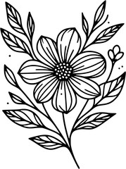 A flower illustration with clean, simple line on a white background