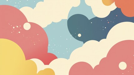Abstract Colorful Cloudscape: A Pastel Dream of Whimsical Sky