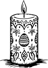 Decorative candle with easter motifs home illustration festive close-up holiday spirit