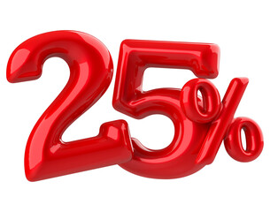 3D Representation of Number Percent in Red