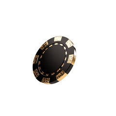 Naklejka premium A striking image of an elegant poker chip featuring distinct black and gold design elements, perfect for capturing the essence of gaming and the allure of casinos.