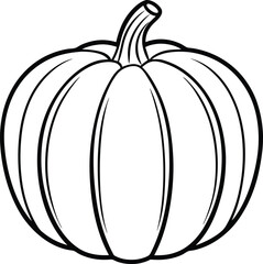 Simple Pumpkin Outline - Black Vector Harvest Illustration