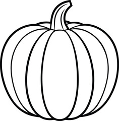Classic Pumpkin Outline - Black Vector Autumn Harvest Illustration