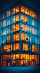 Modern Glass Office Building At Night