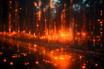 Obraz premium Futuristic Cityscape, Abstract, Digital Art