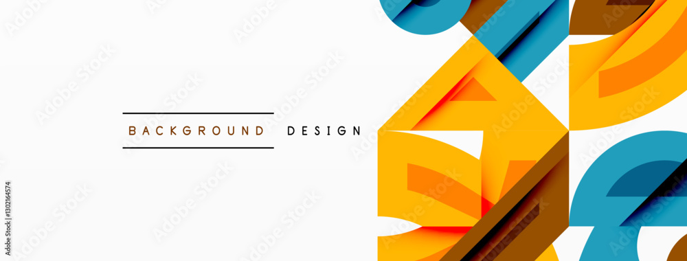 Wall mural abstract geometric background with shapes, featuring circular and rounded elements. bold contrast, s