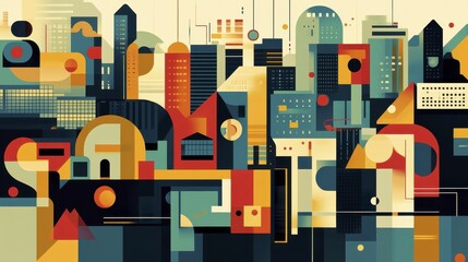 Abstract Cityscape Metropolis: Geometric Urban Design and Architectural Masterpiece