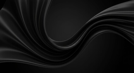Elegant black silk flowing in a graceful curve. Dark, moody, and luxurious.