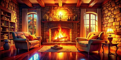 Living Room Fireplace Engulfed In Flames