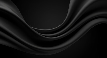 Elegant black fabric drapes in a soft, flowing curve.  Luxurious and mysterious.