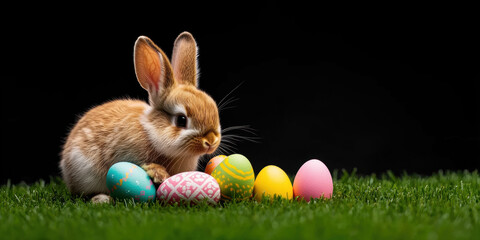 A playful bunny celebrating Easter in a high-fidelity image, perfect for seasonal designs and projects.