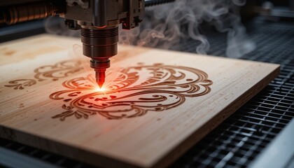 Wooden laser cut. Precision laser cutting of flower patterns for spring-themed art and craft projects 