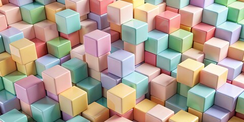 Obraz premium Multicolored 3D Block Background with Natural Pastel Colors