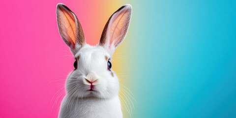 Obraz premium A high-fidelity image of a rabbit with water droplets, designed for text overlay and stock image use.