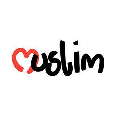 Colorful muslim handwritten, simple Islamic words