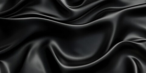 Fototapeta premium Elegant black silk fabric flows gracefully with smooth curves