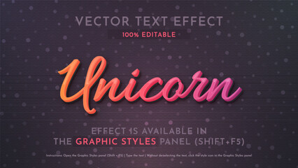 Unicorn Editable Text Effect, Graphic Style