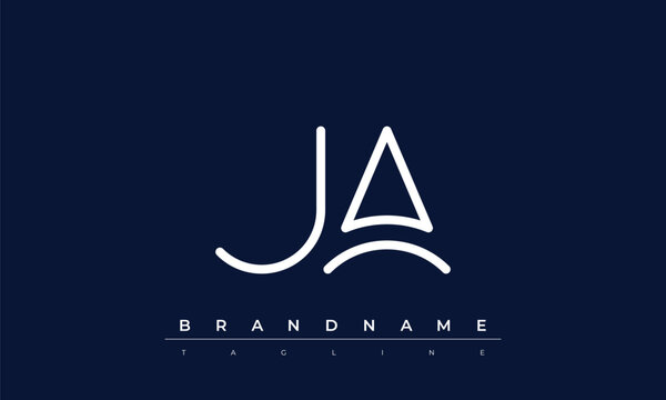 J, A logo design. JA  creative Monogram Logo. This logo design is the process of creating a visual symbol that represents a brand, company, or individual.