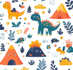 Obraz premium seamless pattern with dinosaurs