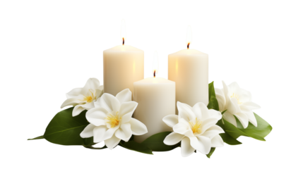 Candles and White Flowers Serenity and Remembrance