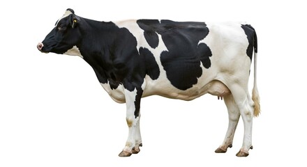 Holstein Cow Black and White Dairy Cattle Isolated on White Background
