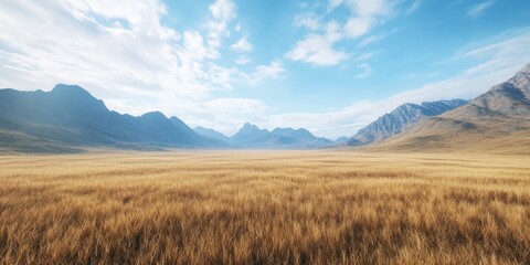 Fototapeta premium Mountainous landscape with green meadow