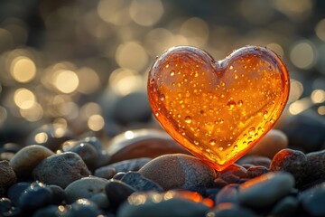 Obraz premium Glass Heart on Rocks