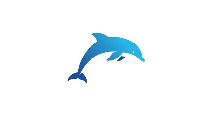Leaping Dolphin Silhouette Aquatic Mammal Ocean Wildlife Gradient Blue Design