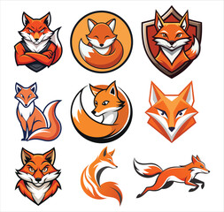 Fox  logos collection set vector design 