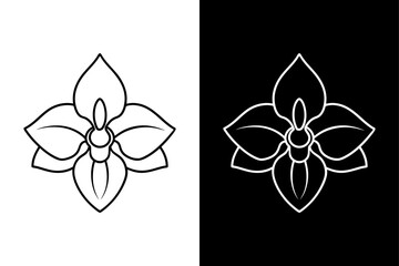 Classic Black Orchid line icon. Elegant Floral Art Illustration