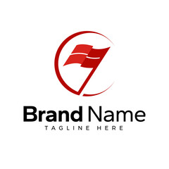 The simple flag logo flying with a stick looks