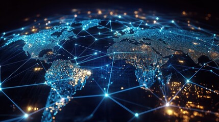 Obraz premium Global network and data connections across the world visualized