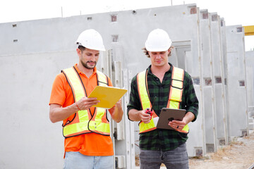 Male engineer working at construction site. Engineer concept.