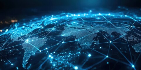 Digital earth showing network connections and global communication