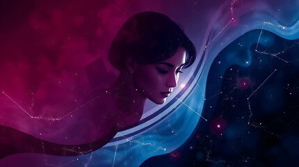 Young woman with colourful background 