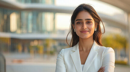 Fototapeta premium young indian business woman standing at office