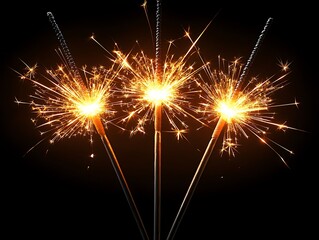 Obraz premium Glowing Sparklers on Black Background