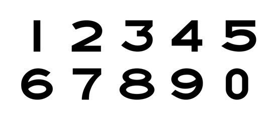 Black numbers from zero to nine