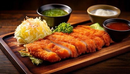 crispy Japanese Tonkatsu pork cutlet, golden brown and crunchy, sliced into perfect piece