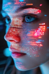 Woman with futuristic facial design